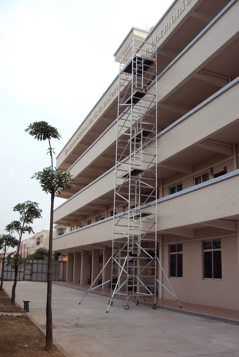 Fast moving 4m working height aluminum rolling scaffold with ladder for villa