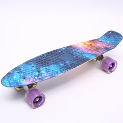 Custom Size Kids Single Warped Skateboard With Pu Flash Wheel Longboard Cheap All Terrain Skate Board