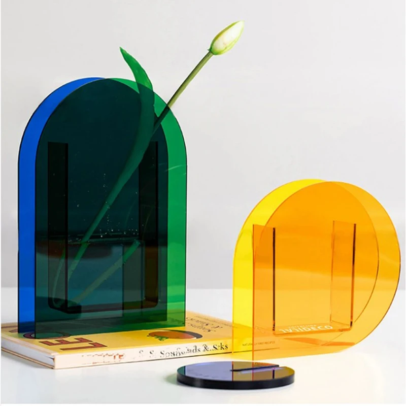 Factory customize light luxury designer Modern Minimalist Style high quality acrylic flower  vase for home decoration