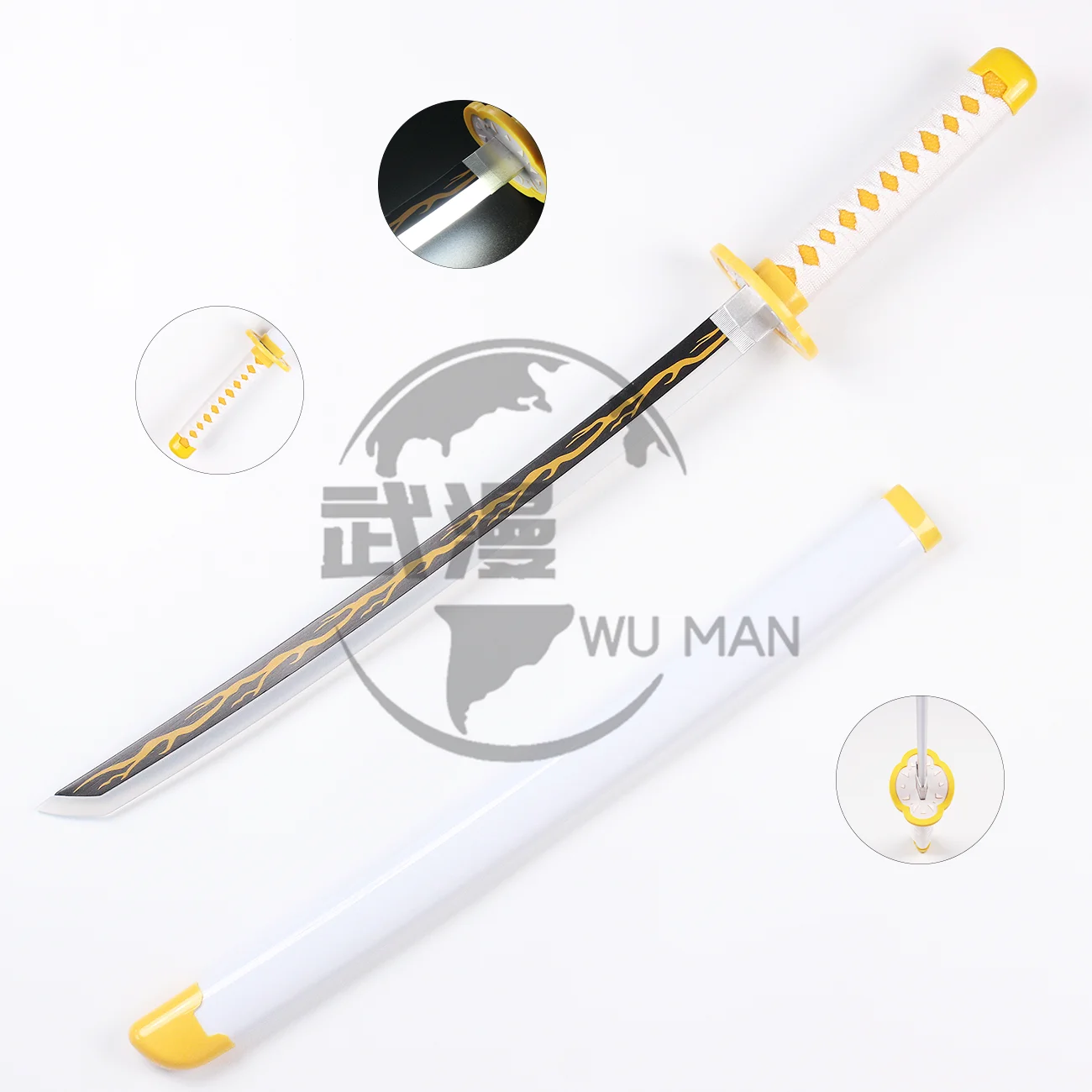 72CM Cheap Japanese Style Cartoon Anime Demon Slayer Ninja Swords Agatsuma Zenitsu Cosplay Toys Swords