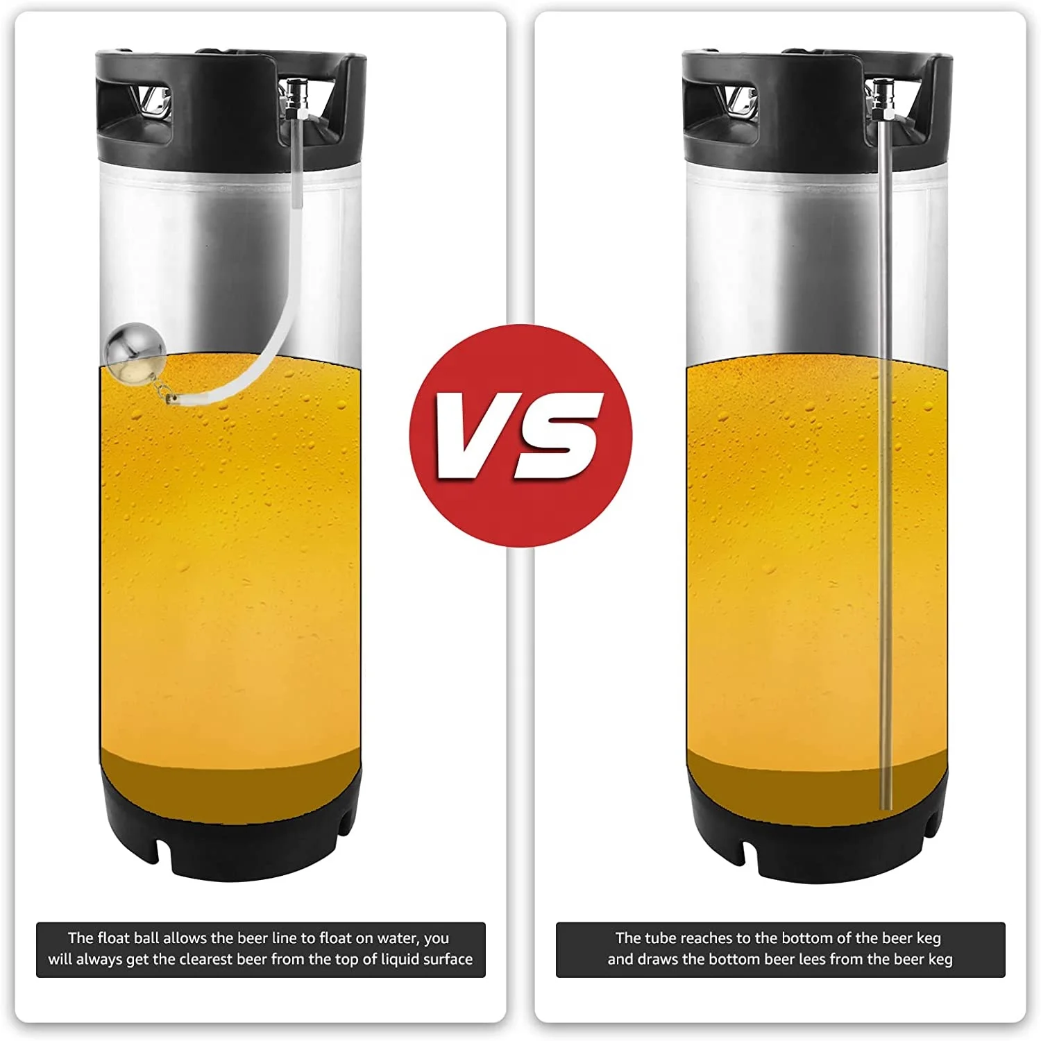 304 Stainless Home Brew Beer FermZilla Ball Floating Beer Keg Liquid Dip Tube with Floating Dip 80cm Silicone Tube Filter