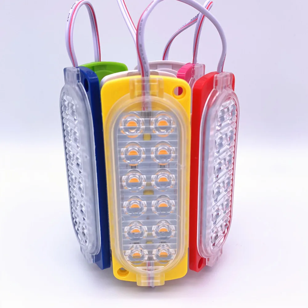 DC12V DC24V 2watt Waterproof Double Row Spot Flood Lens Led Car Truck Lorry Motorbike Motorcycle Autocycle Light Accessories