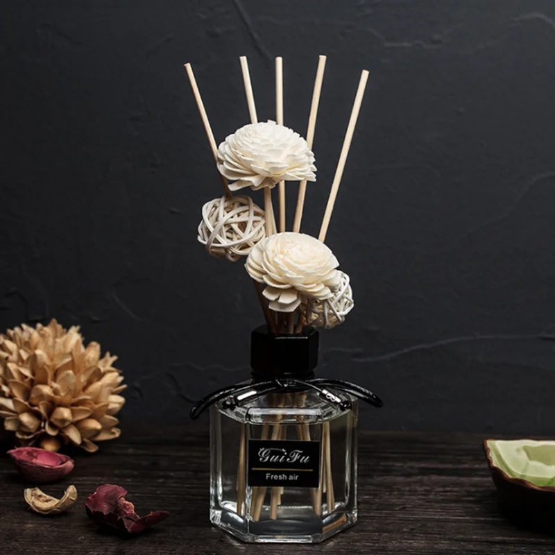 Ароматерапия для автомобиля, ароматизированный стеклянный диффузор с ротанговым цветком