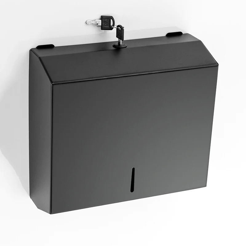 Toilet bathroom towel tissue holder stainless steel large public black roll paper dispenser