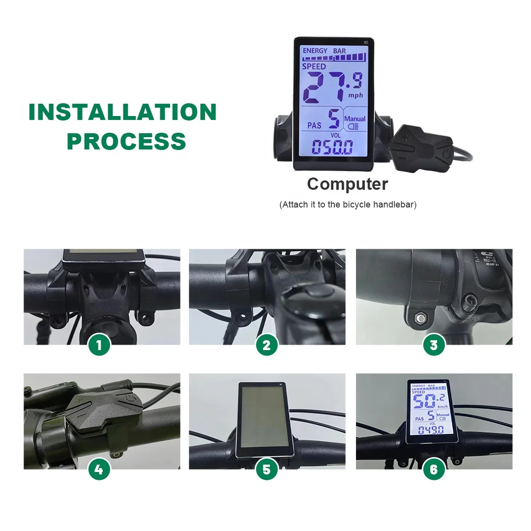 Electric Bike Lcd Display 24V 36V 48V 60V 5 Pin E Scooter M5 Panel Meter Screen With Waterproof Connector