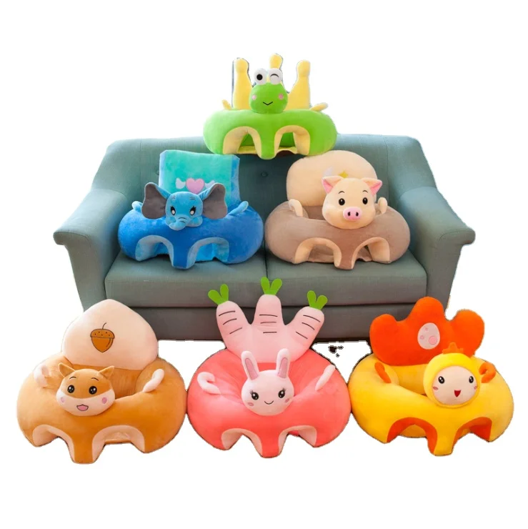 
Stuffed Plush Baby sofa chair soft Animal shape Cartoon Cushion support seat and Learn seat 