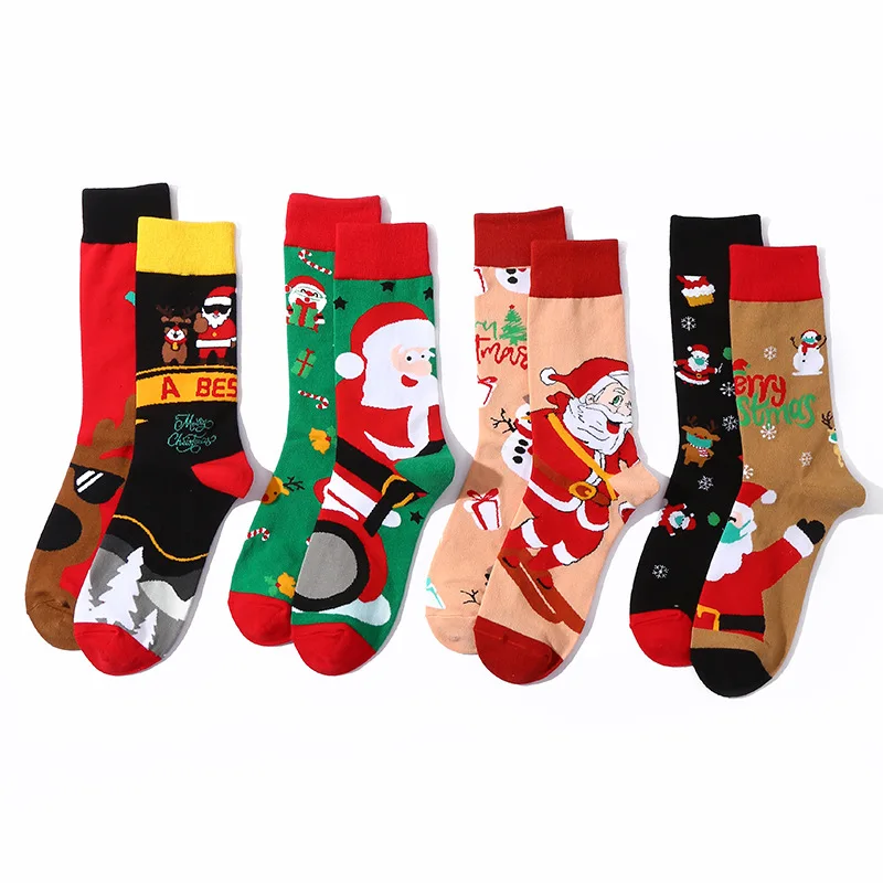 Wholesale New Arrival AB Design Jacquard Crew Socks Custom Christmas Cotton Dresses for Unisex Funny Tube Body Cuff Logo Winter