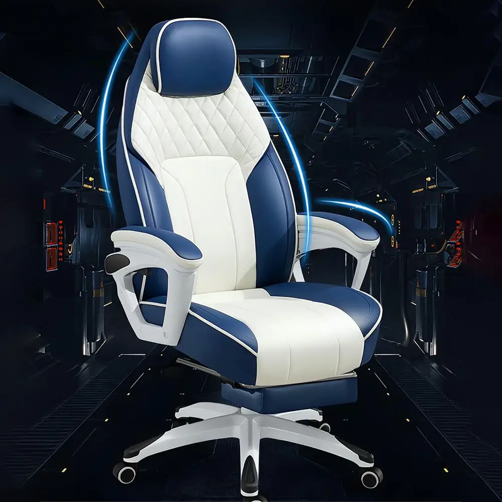 High-Back Black Leather Executive Office Computer Desk Chair Blue Office Chair for Boos Manager