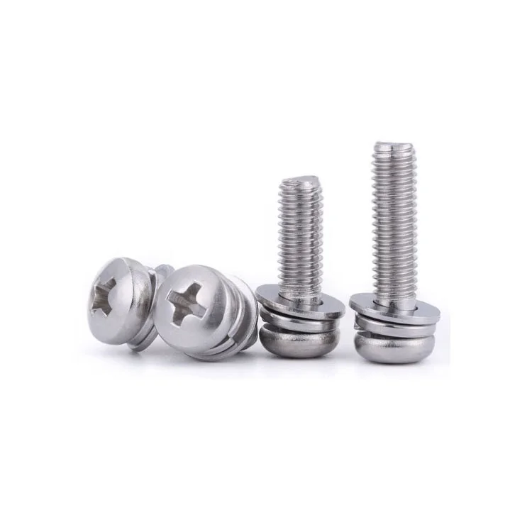 GB9074 Stainless Steel Pan Head Combination Bolts With Spring Washer Combination Bolt GB9074.8 Round Head Three Combination Bolt