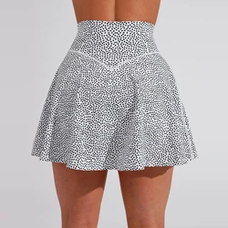 Custom Logo Wholesale High Waist Recycled Sportswear Dress Fit Side Pockets Red Dot Printed Mini Pleated Tennis Skort For Women