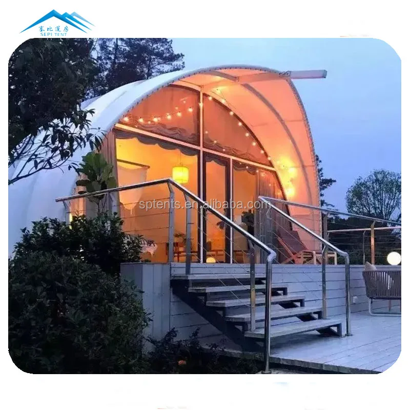 Small Prefabricated 1 Bedroom Luxury Tent Hotel Prefab Cabanas for Tents Camping Outdoor Four-season Tent >3000 Mm Nylon ≥6