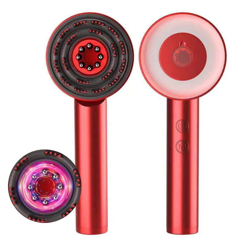 3 In 1 Multi Functional Red Blue Light Hair Comb Massager Ems Oil Applicator Scalp Massager Brush For Hair Growth