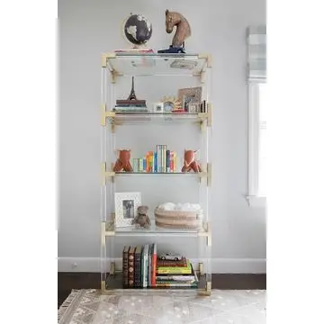 VONVIK Leaning Clear Lucite Book Shelf Bookcase Acrylic Bookcase With Ladder