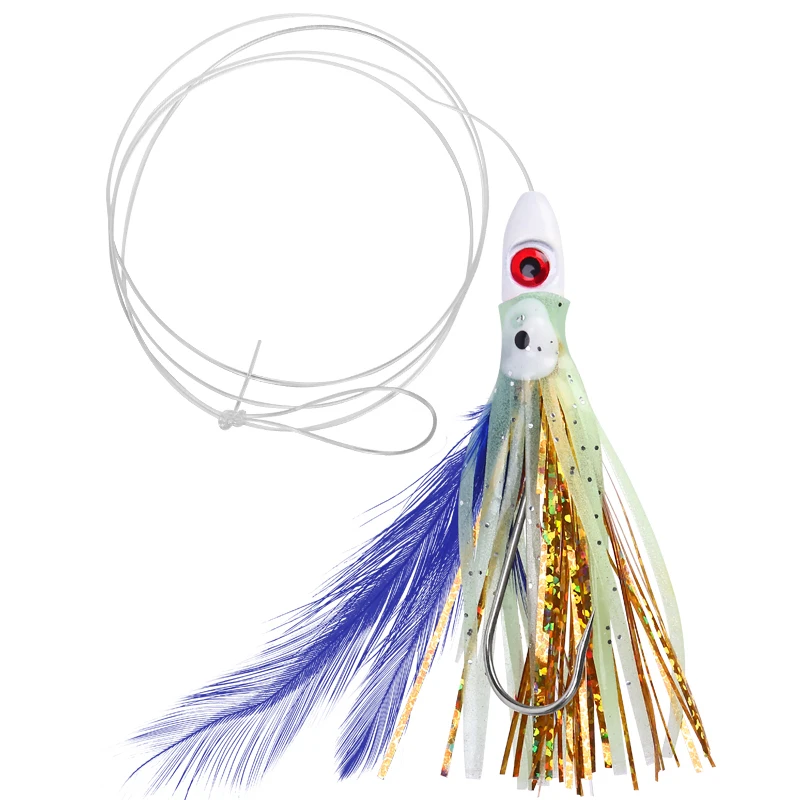 WEIHE S#/M#/L# Octopus Fishing Bait Soft Fishing Lures Lead Head Octopus Baits With Skirt Feather Silk