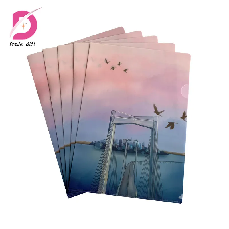 
Custom Design Different Types Transparent Plastic colorful a4 pp lshape file folder 