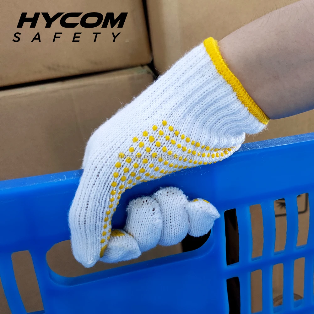 C7D competitive price work safety cotton gloves with pvc coating for hand protection