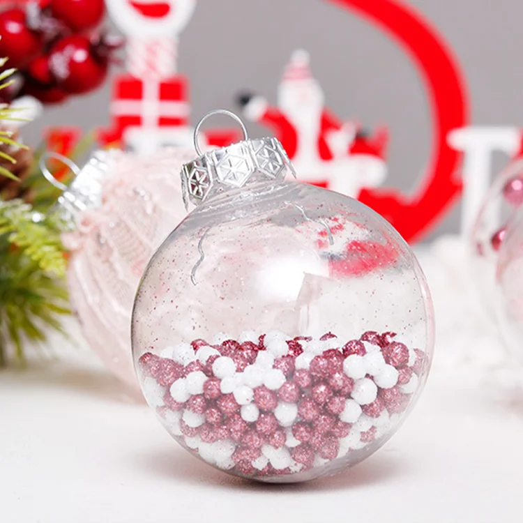24pcs/box New Style Christmas Decoration Supplies 6cm Large Plastic Color Pattern Foam Particles Christmas Balls