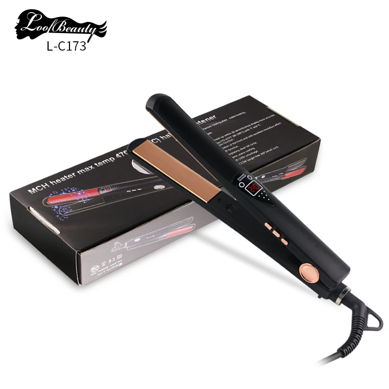 High Quality Private Label Flat iron plancha de cabello MCH Heater LED Digital Display Salon Straightener Hair