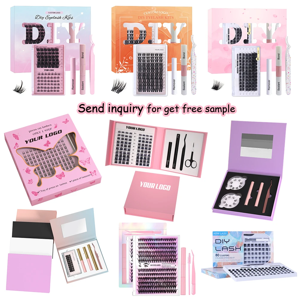 Natural Long Pre Cut Band Segment Eyelashes Fan Cluster Eyelashes DIY Lash Extension Kit at Home