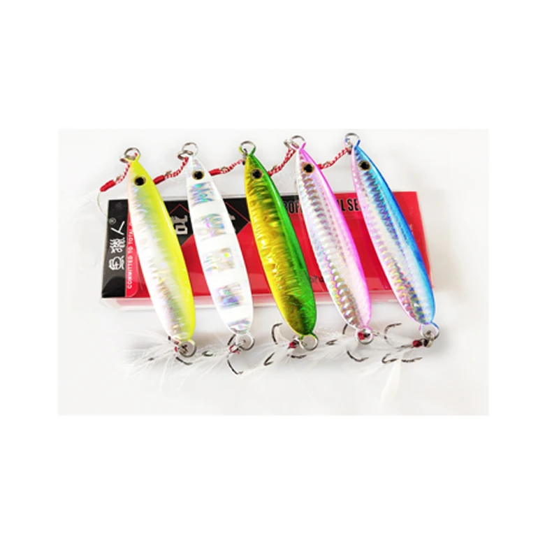 LUTAC Metal Jig lure Sinking Whole water Lead Fish Bait Double Hook long casting Feather Treble Hook fishing baits 70mm20g