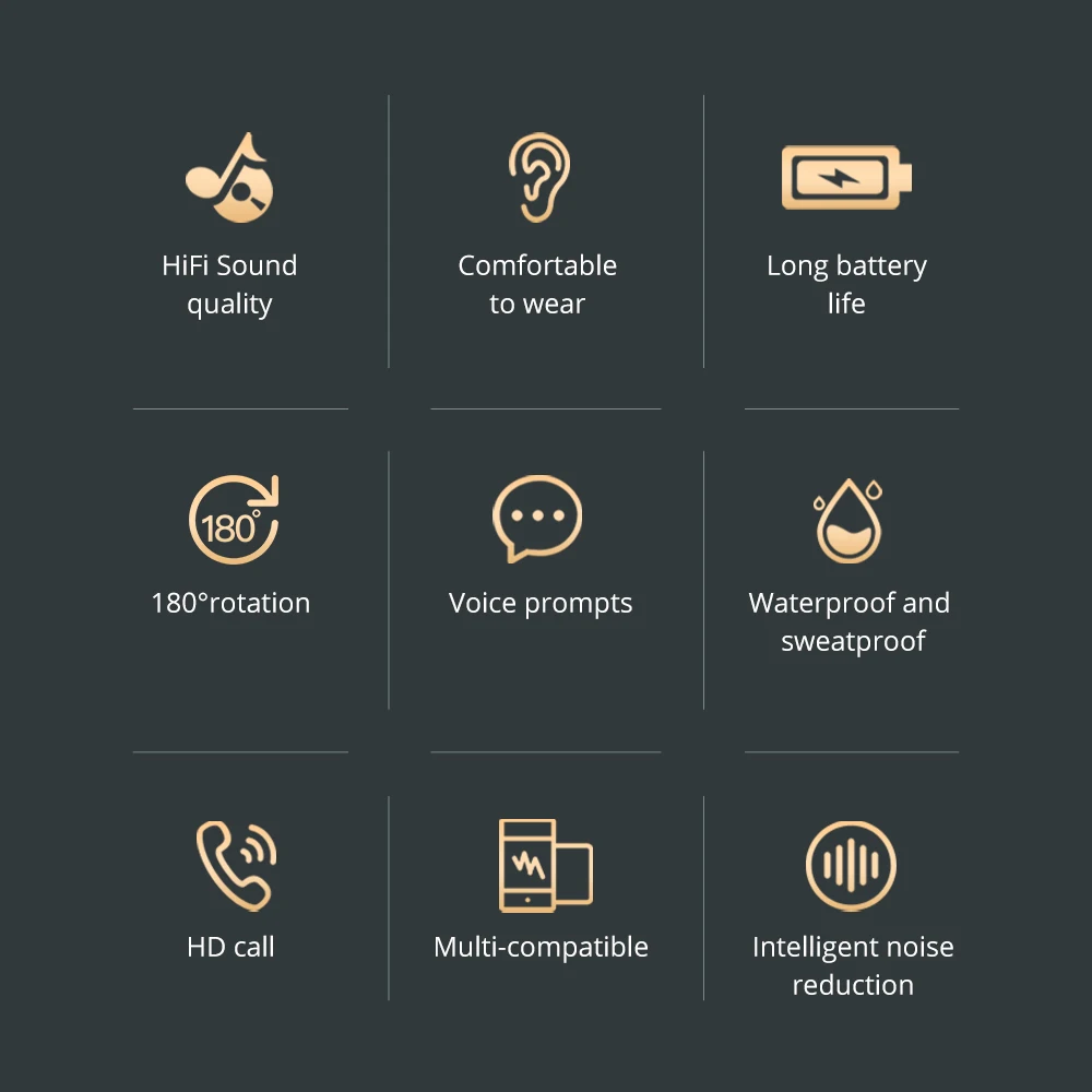 Langsdom Wireless Bluetooth Earphones Single Ear Hook Business Stereo Headphones Headset Handsfree Sports Earphones With Mic