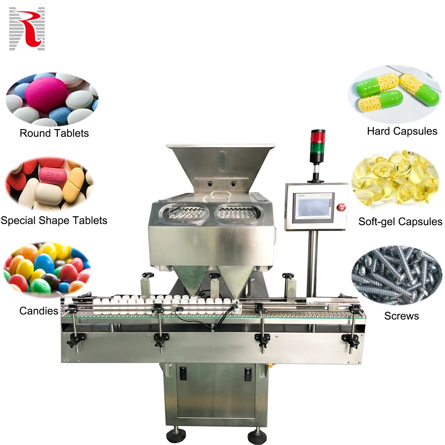 16 Channel 20-80 Bottle/min Automatic Capsule Tablet Counting And Bottle Filling Machine