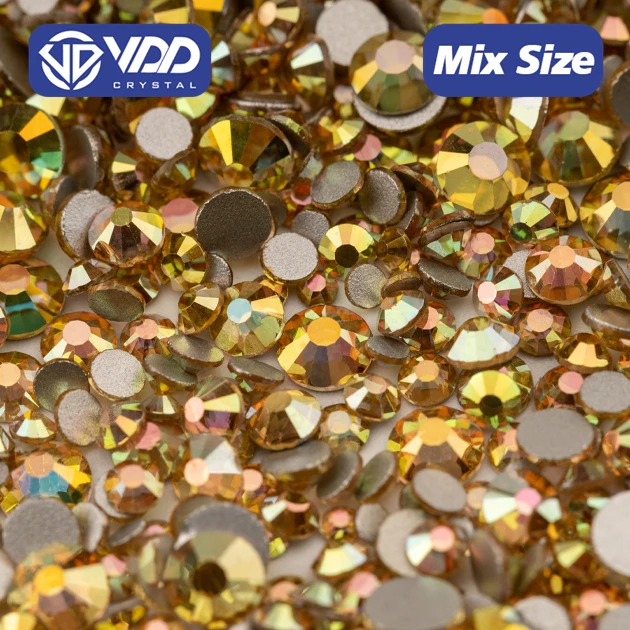 VDD 125 Sun Shine Mix Size SS6-SS20 High Quality Glass Rhinestones Crystal Flatback  Stones For Nail Art DIY Crafts Decorations