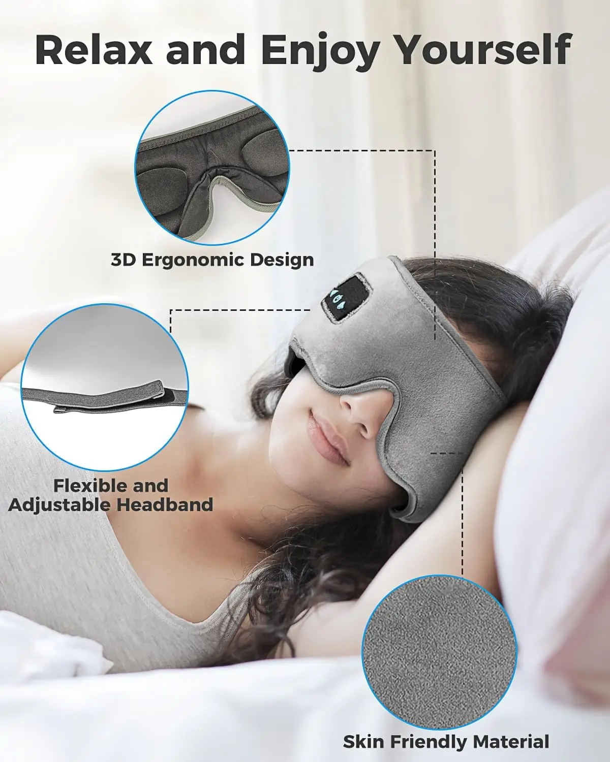 Sleep Headphones Headband for Side Sleeper Sleepmask With Wireless Bluetooth Speakers