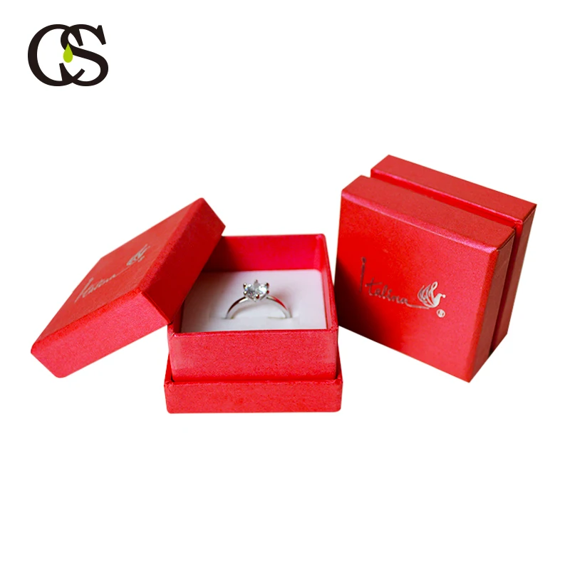 Customize handmade Silver Stamping Logo Special Paper White Foam Velvet Insert Wedding Jewelry Ring Box With Border