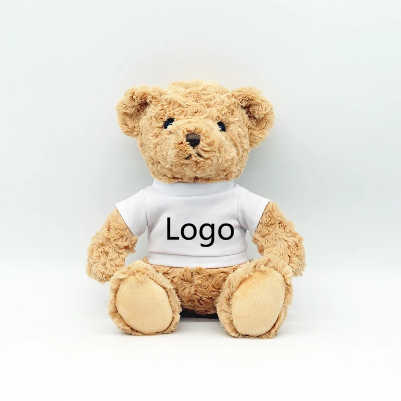 Customized plush teddy bear twisted flower sublimation teddy bear wearing T-shirt plush bear T-shirt with printed logo