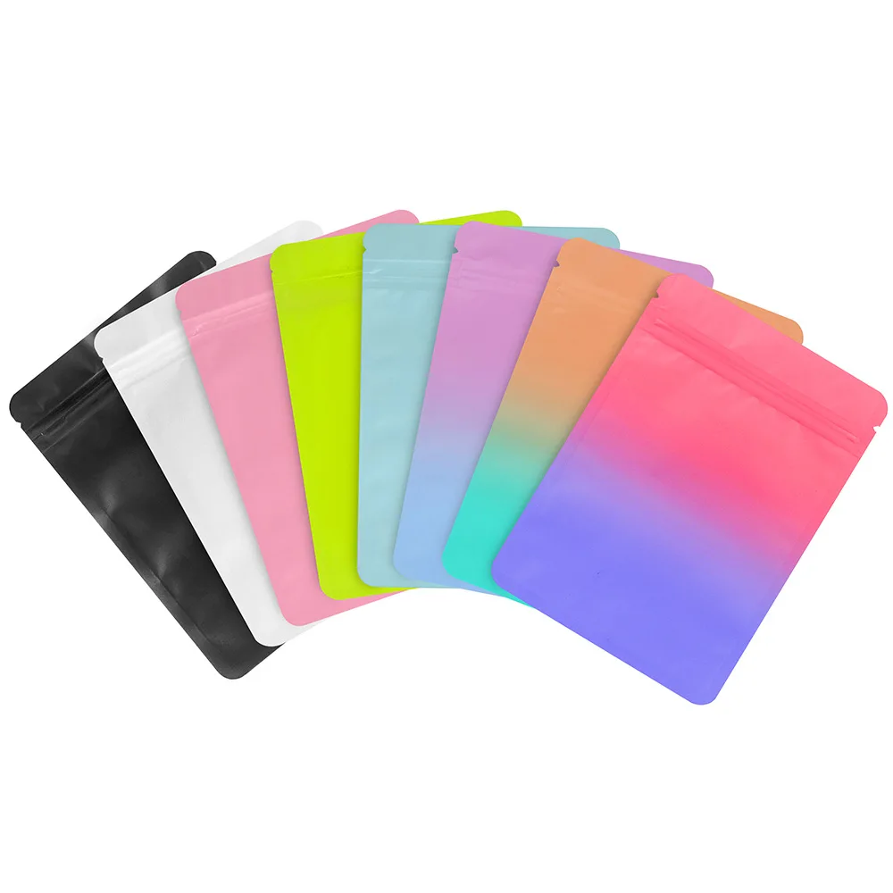 100 Pcs/lot Matte Black pink White Blue Smell Proof Resealable Ziplock Mylar Bags Aluminum Foil Pouch Baggies Flat Bag
