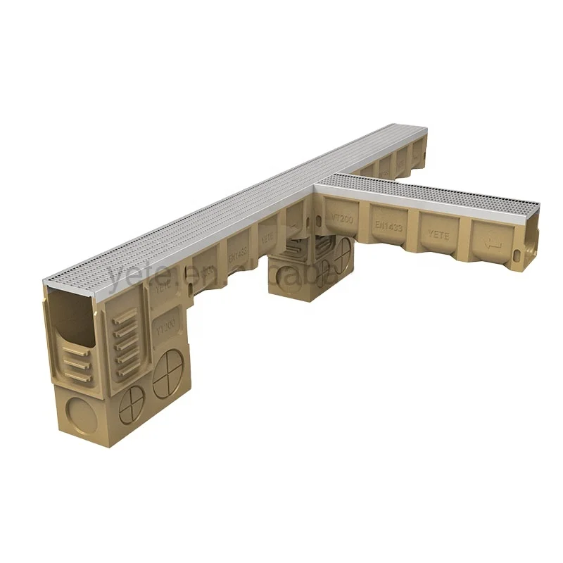 Polymer Concrete Drainage Channel with Stainless Steel or Galvanized Steel Grating Cover En1433 Load Class