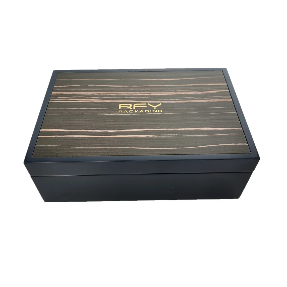 Custom High-Grade Piano Lacquer Wooden Box Ebony Lacquer Gift Box Mdf Mounted Wood Grain Boxes For Jewelry