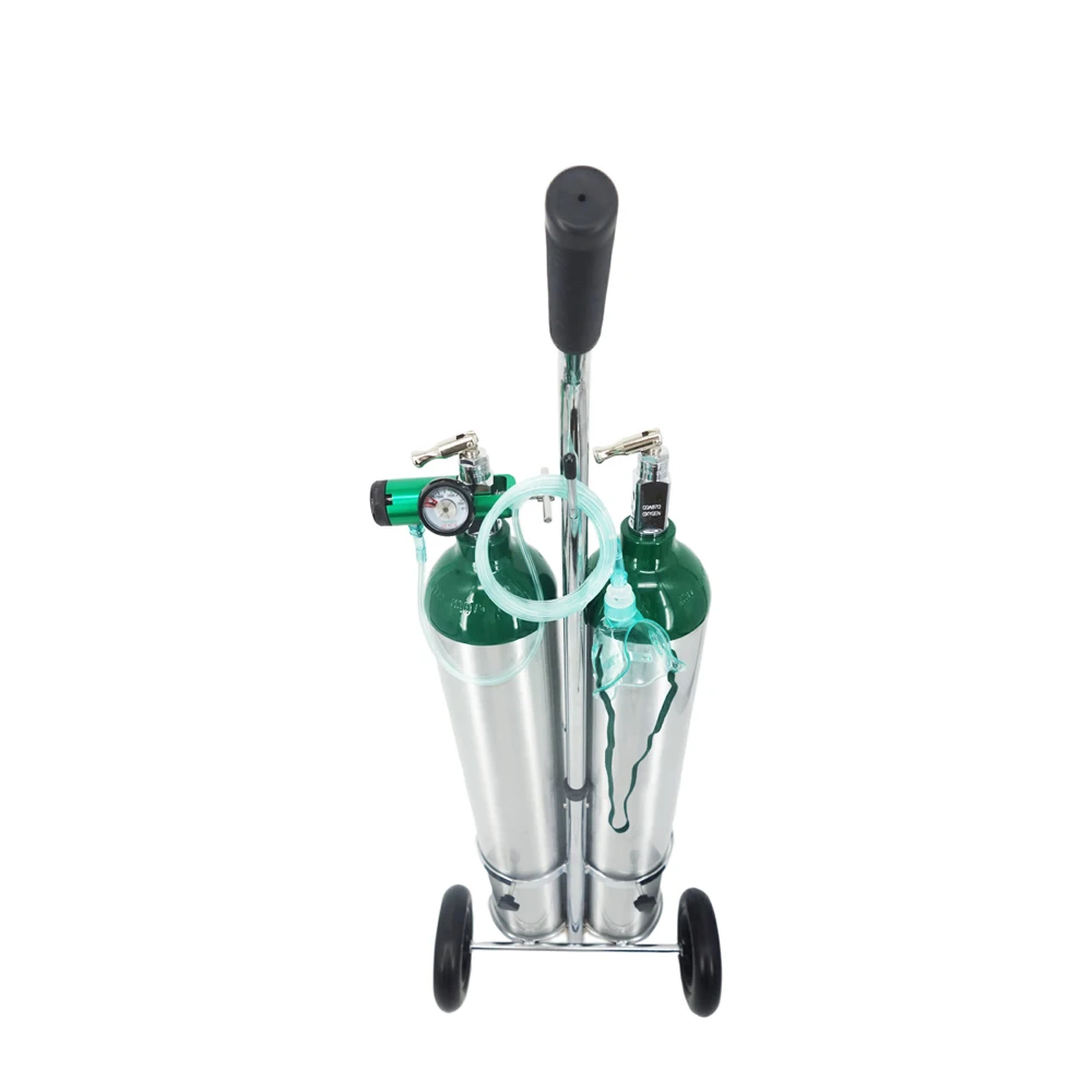 Transportable oxygen kit E Size medical oxygen tank on cart with regulator CGA 870 for patient at home Oxygen therapy equipment