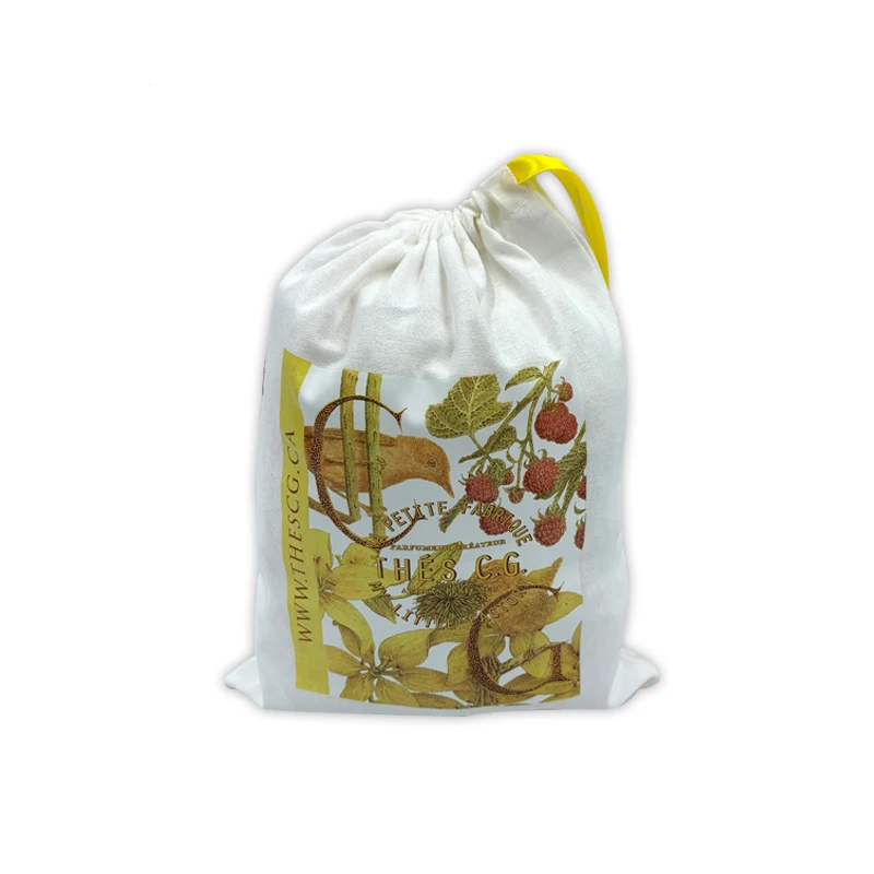 Wholesale Customized Cotton Muslin Drawstring Tea Shopping Bag Jewelry Pouch