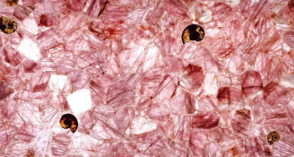 Luxury Customized Gemstone slabs  Semi-precious Stone Pink Quartz for Walls and Countertops