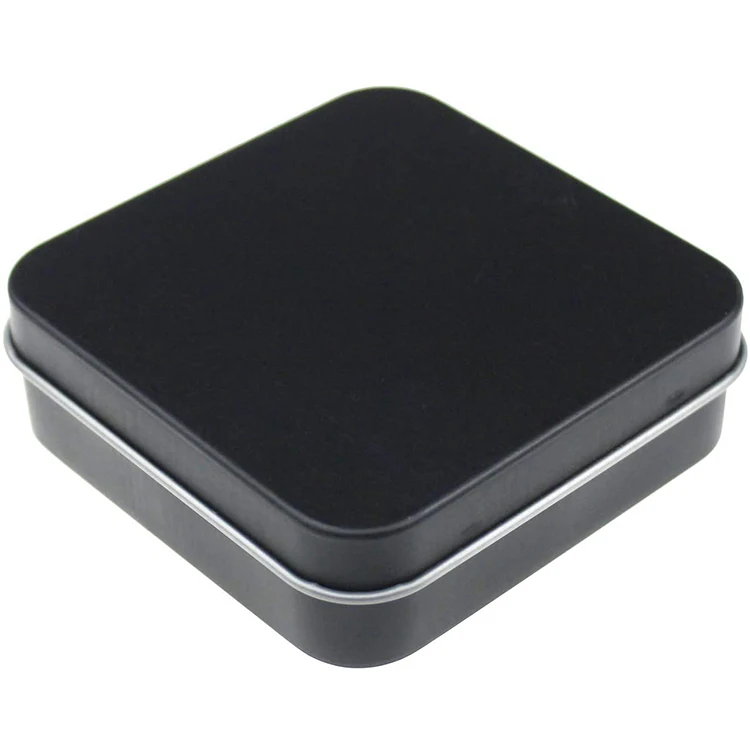 Wholesale Black Small Metal Box Hinged Jewelry Condoms Storage Flat Square Tin