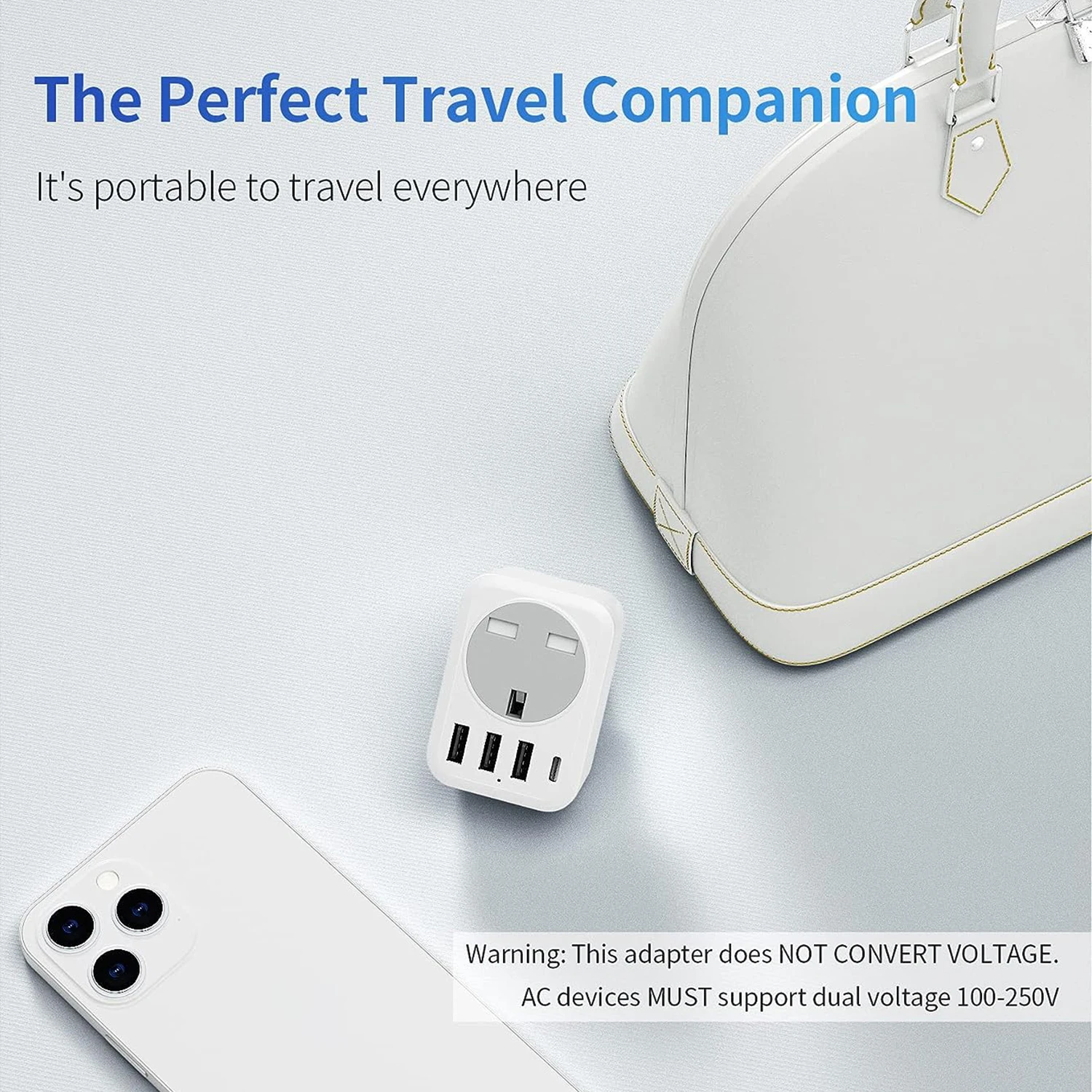 Reisende New Smart UK TO EU US GER UK Travel Plug 3USB-1 Type-C-1Socket One-turn Multi-extension Wall Socket