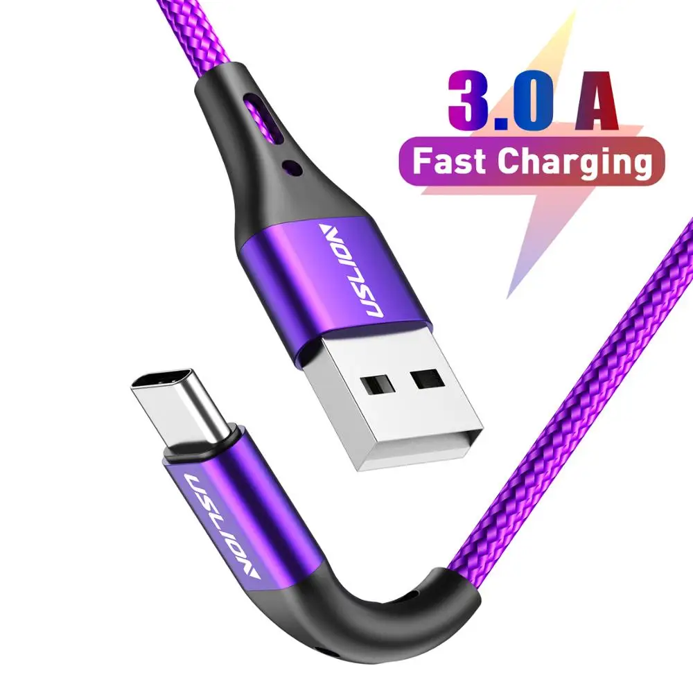 
USLION 3A Fast Charging Cable for Huawei Data Cable for Type C Mobile Phone USB Cable for Samsung 