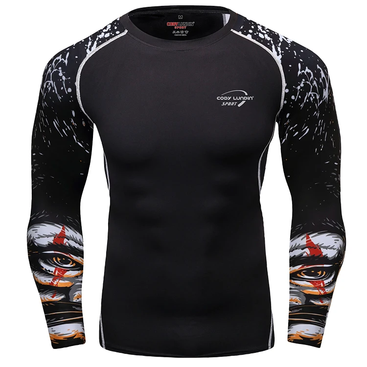 Custom logo rash guard with rubber band men mma sports clothing