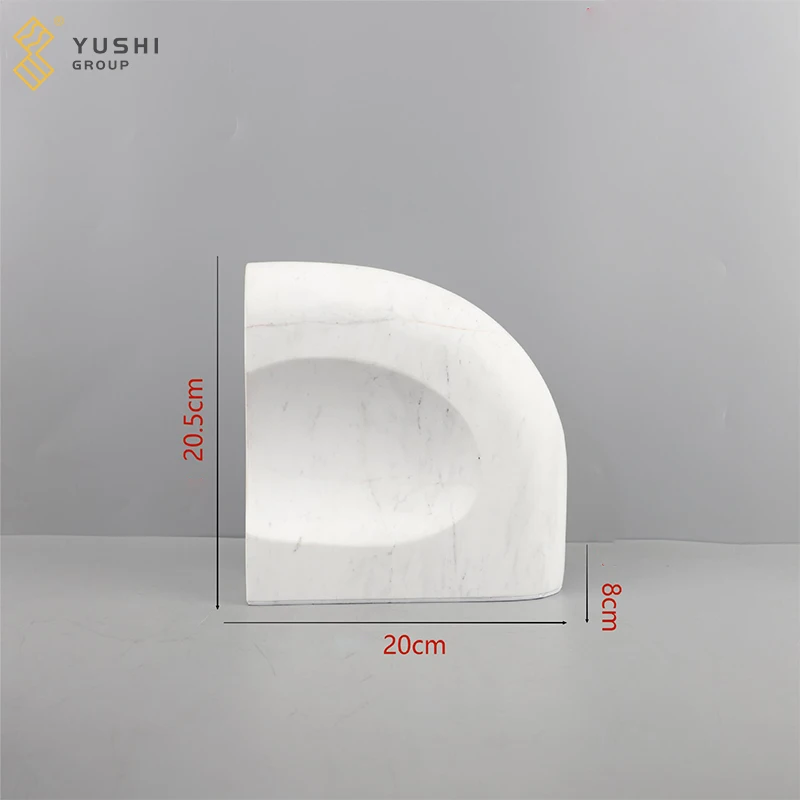 Yushi Group Minimalist Modern Natural Stone Book Stoppers Interior Decorative White And Black Marble Bookends