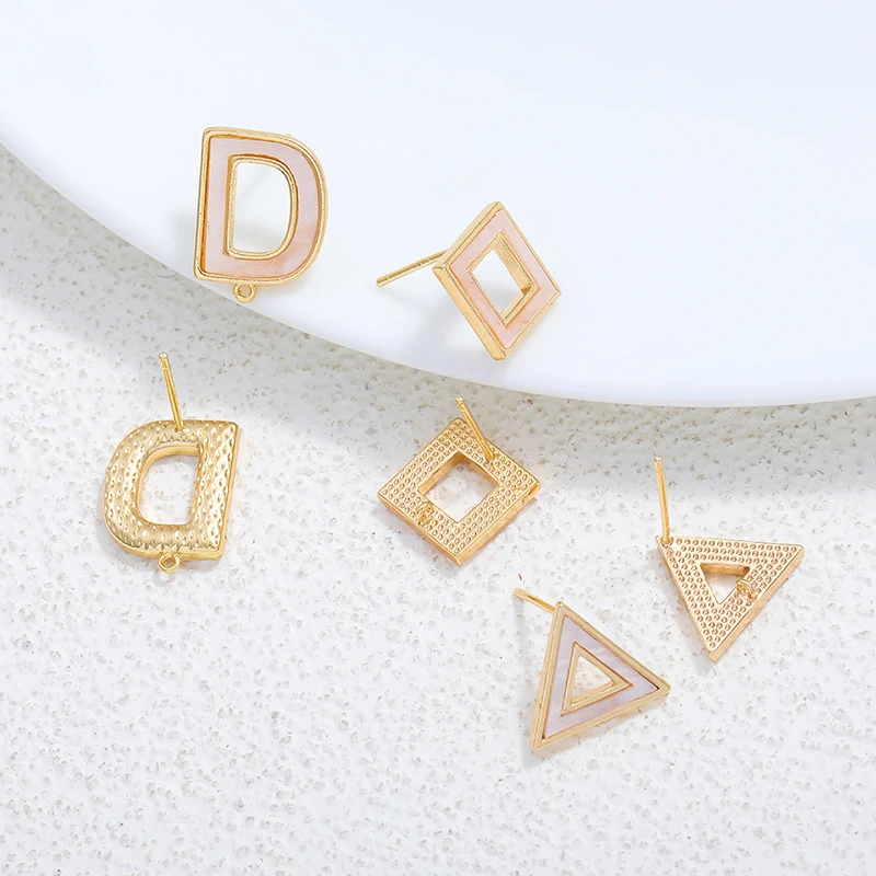 Zhongxing Letter Shape Geometrical D and square and triangle earrings gold plated top quality fashion earrings for women