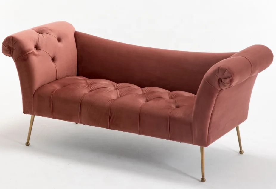 Диван-шезлонг с золотыми металлическими ножками, мебель для гостиной