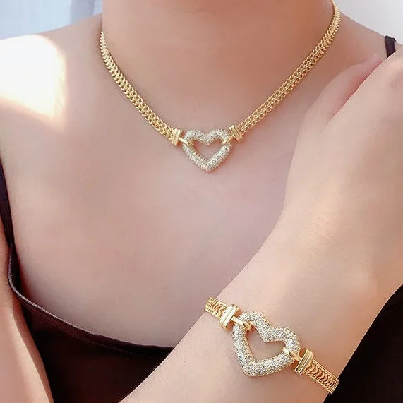 fashion jewelry jewelry sets heart chain bracelets Personalized Stacking necklace for girls
