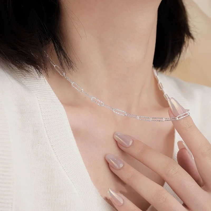 S925 sterling silver carpool flower chain cold wind full star beautiful flower chain very simple silver necklace women wholesale