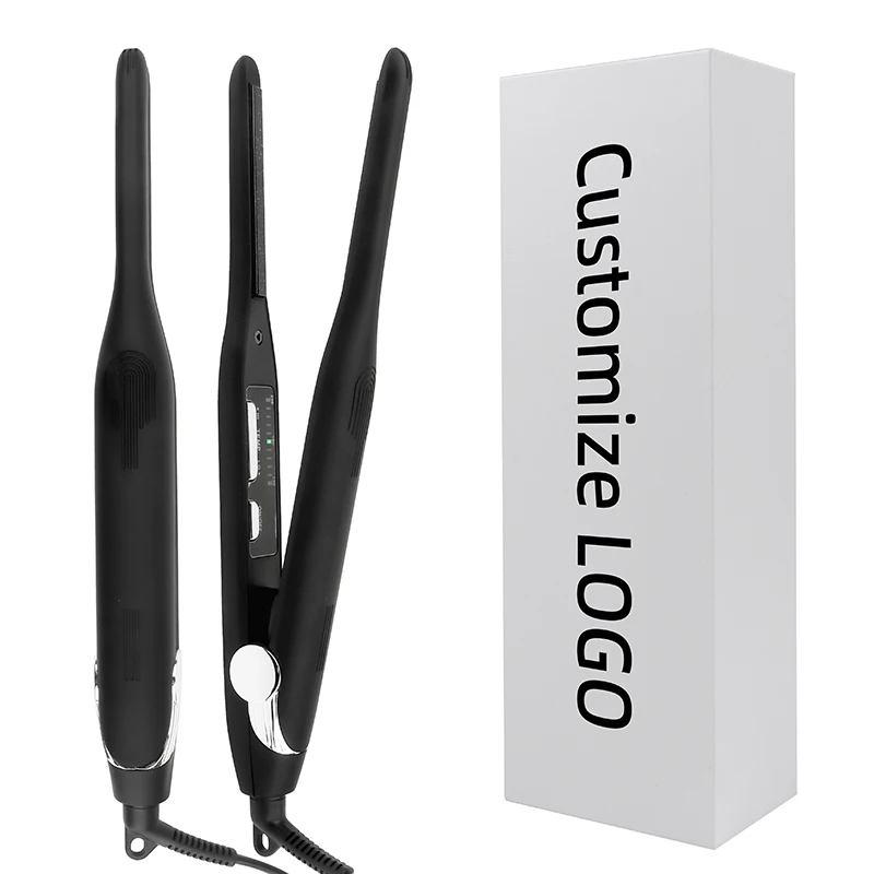 Customize Logo and Color Ceramic Mini Small Pencil Flat Iron 2 in 1 Straightener and Curler for Short Hair Beards Pixies