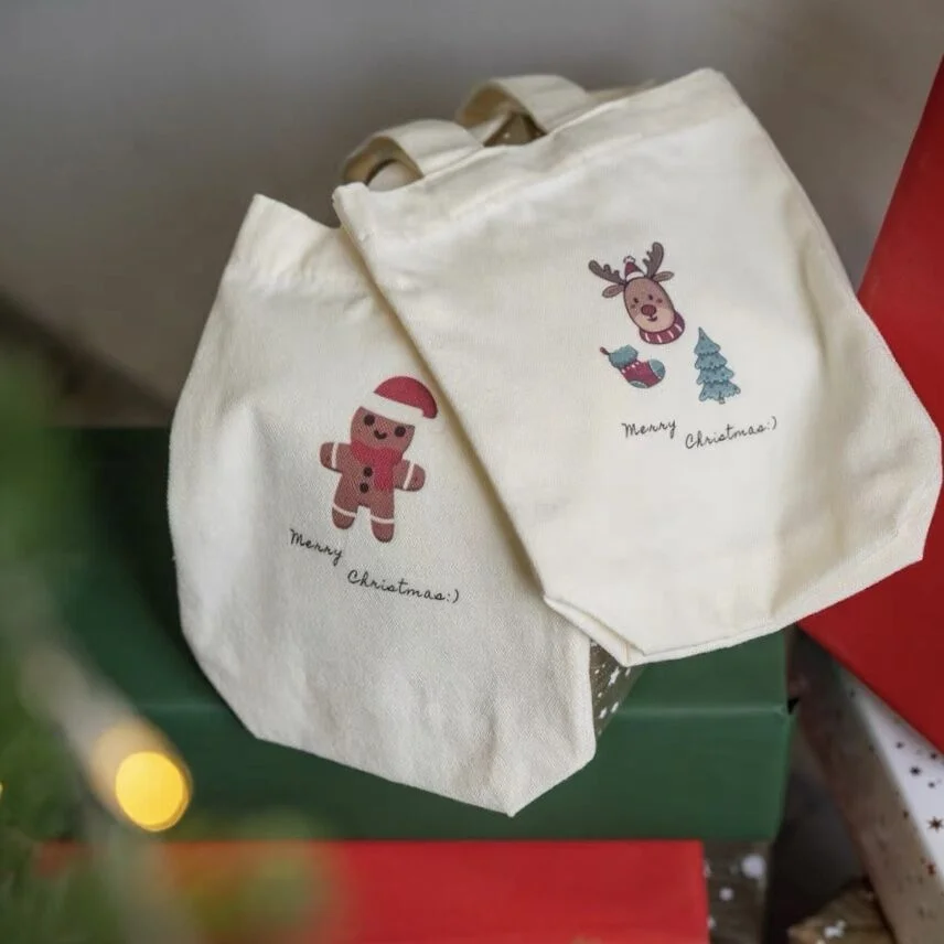 Customized High quality Organic Cotton Tote Bags Canvas Bags Christmas Gift Jewelry Pouch Bag With Logo