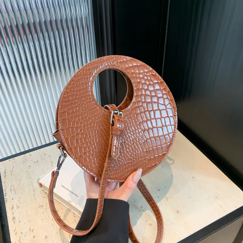 Luxury Designer Circle Crocodile Pattern Female Hand Bags Brand Leather Ladies Handbags Purses Fashion Women Circle Shoulder Bag