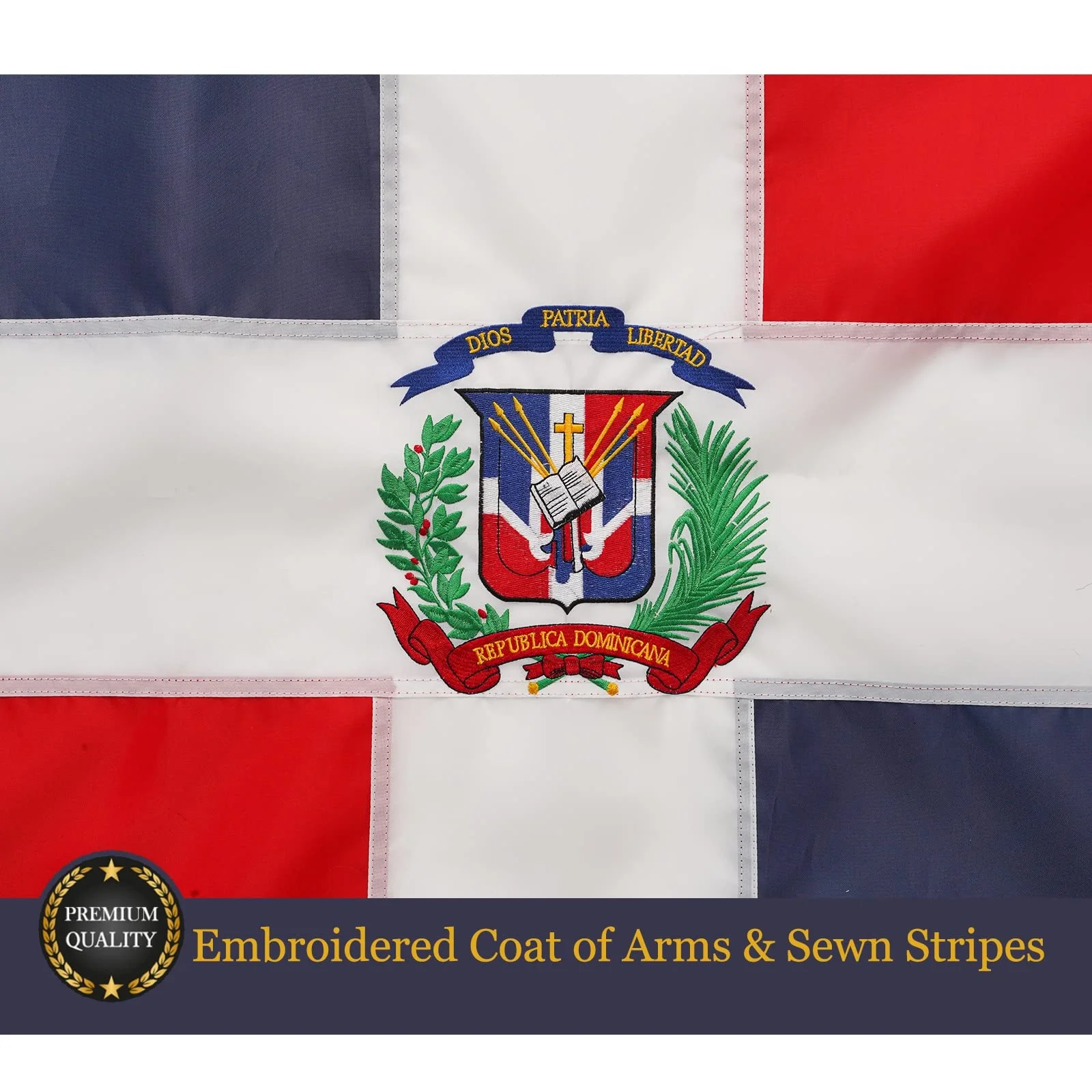 Wholesale Heavy Duty Outdoor 3x5 Ft Dominican Republic Flags Color Vivid Carefully Embroidered Large Dominican Flag For Wall Car