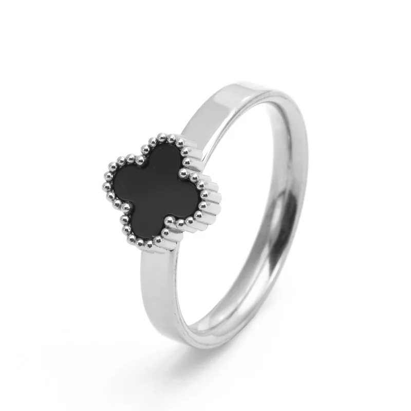 Beimai OEM Ring Fashionable and light luxury 18k gold titanium steel four-leaf clover ring